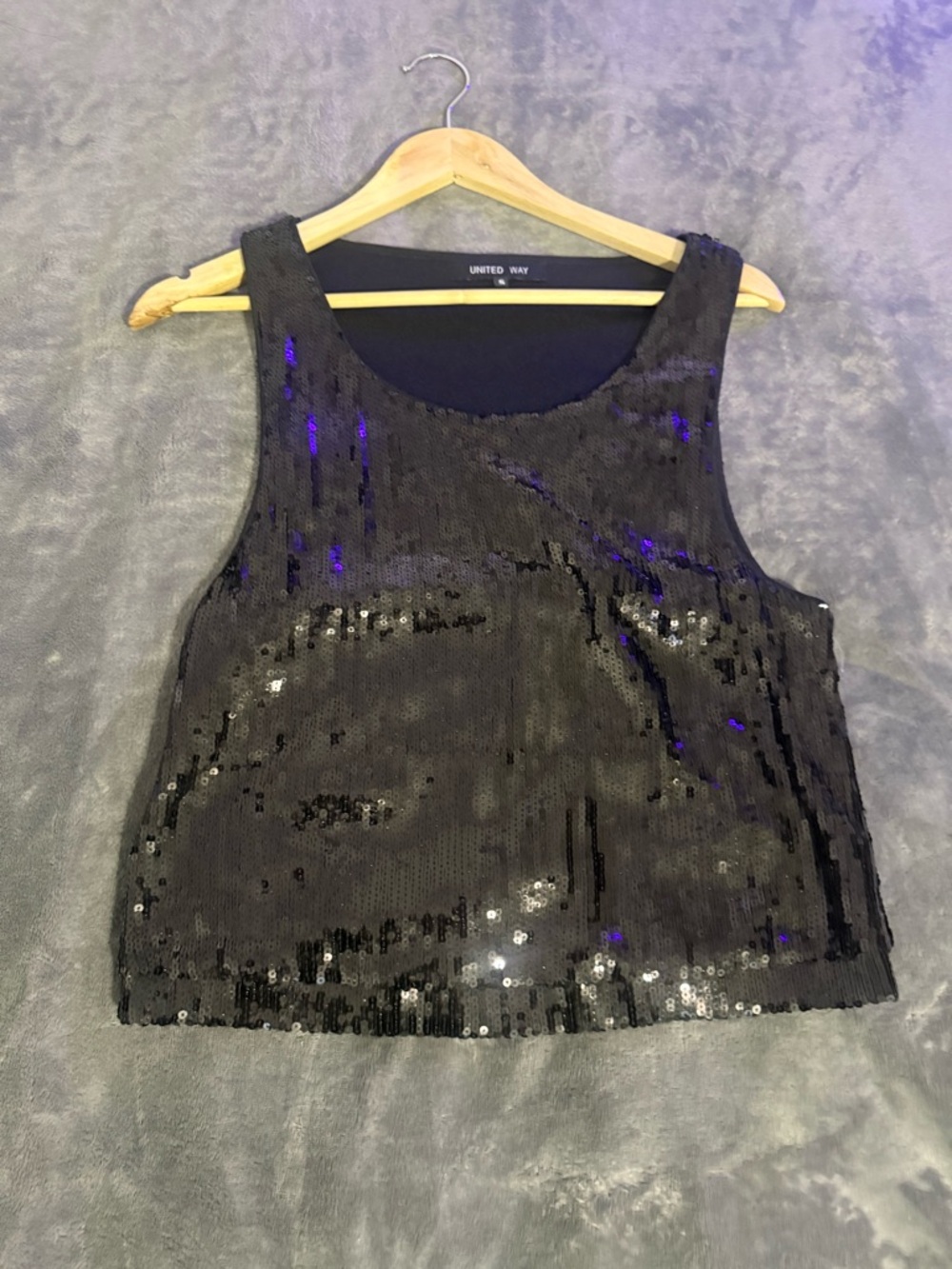 Black Sequin Tank Top